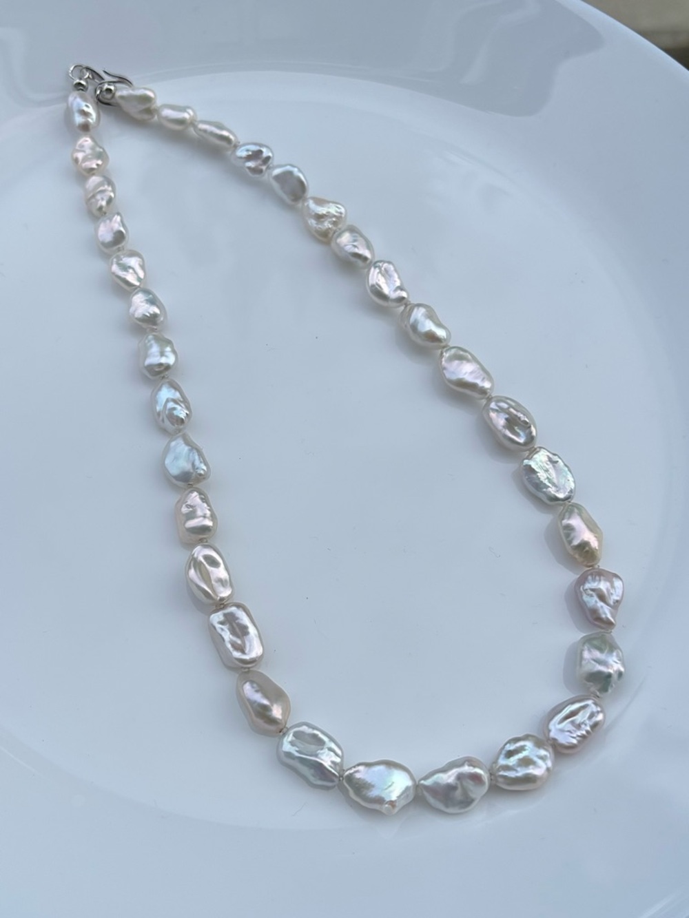 Iridescent White Baroque Pearl Necklace